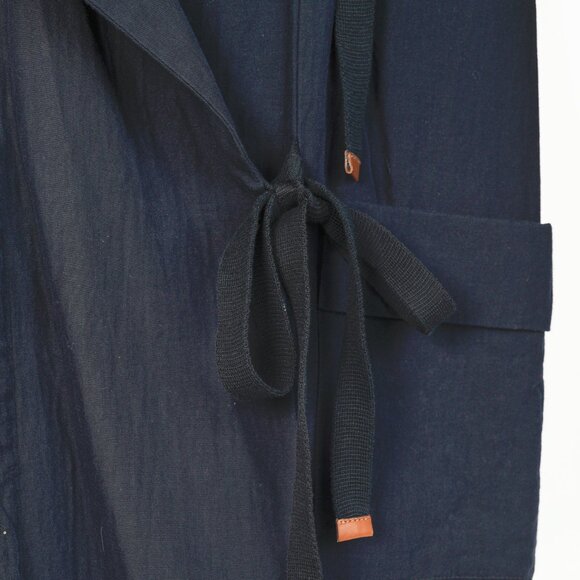 Marni R/10 Navy Cotton-Blend Gauze Tie Duster Coat - Picture 6 of 10